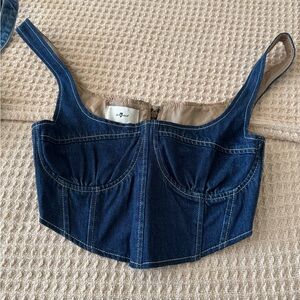 7 For All Mankind Indigo Denim Crop Top